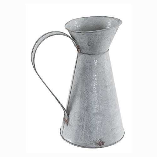 FloristryWarehouse Deko grau Zink Krug Vintage Rustikaler Shabby Chic Metall 26 cm/25,4 cm hoch