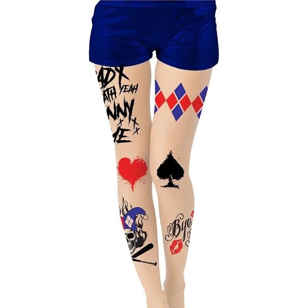 DPKOW 96-teilige Harley Quinn Temporär-Tattoos – Wasserfest, Hautverträglich, Für Kostümpartys & Halloween