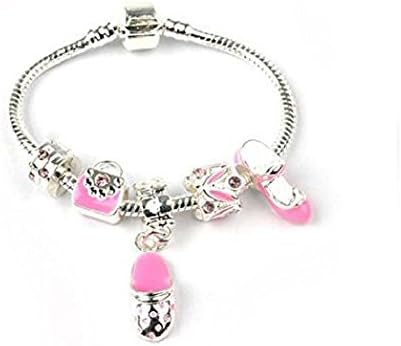 Liberty Charms Childrens 'Shoes and Bags Rule' Silver Plated Charm/Bead Bracelet.