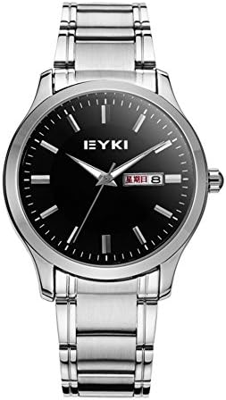 Classic vintage watch/Steel band watch/Dual calendar quartz watches luminous men-A