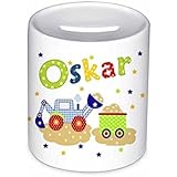 Spardose, Bagger, mit Namen, für Kinder, Geschenk, Geschenk Taufe, Sparschwein, Geldgeschenke,
