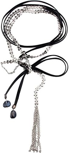 MSNHMU Velvet Chokers Necklace Multi Layer Bib Gothic Woven Choker,Silver-L