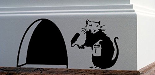 Wandaufkleber, Mauseloch mit Maus und Farbeimer