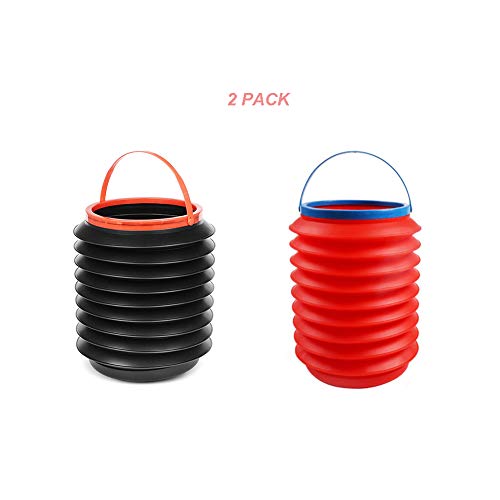 Preisvergleich Produktbild Hywot Auto Mülleimer, Teleskop Klappbare Tragbare Kreative Eimer Büro Multifunktions Regenschirm Lagerung für Auto Reisen & Camping,Black+red
