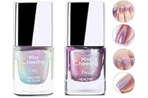 Ownest Laser Nail Polish, Pretty Shiny Mirror Glitter Holographic Long Lasting Nail Polish 7ml -LS01+LS06