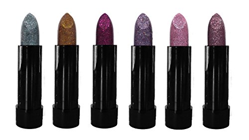 Saffron London Glitter Lipstick Set of 6 Sparkly Lipsticks (B)
