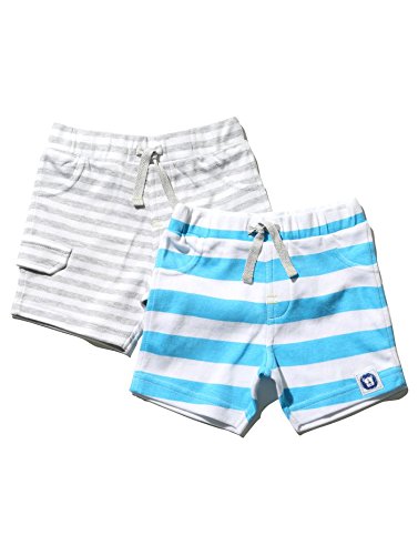 M&Co Baby Boy Stripe Pattern Tie Waist Pocket Detail Cargo Jersey Summer Shorts - 2 Pack Grey Marl 3/6 Mnths