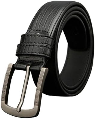 LYJBIK Men's Casual Pin Buckle Belt Simple Retro Width 3.3CM Black Brown Leather Belt,Black-105cm