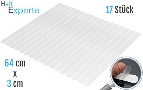 Haftexperte | 17 premium self-adhesive transparent anti-slip strips | For the perfect anti - slip staircase I 64cm x 3cm | Alternative to anti-slip mat and stair step mats