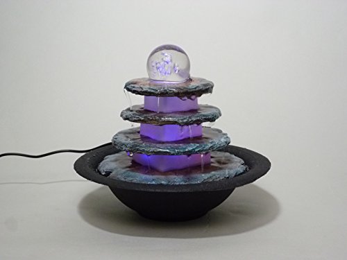 Zimmerbrunnen Terrasse rund Tischbrunnen mit LED farbwechselnd für eine gemütliche, entspannte Atmosphäre, Raumbefeuchter, Brunnen - 5