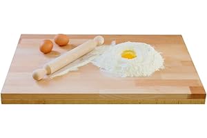 Mottinox Asse Pasta, 100% Legno Faggio, Tavola per Impastare, 60X40X1,9cm, Con Gradino Antiscivolo (2,2cm)