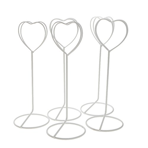 Generic Tischkartenhalter – Platzkartenhalter – Kartenhalter – Memohalter – Fotohalter – Herz Form – aus Metall – Hochzeit Tischdekoration – Set of 5pcs – Weiß - 3