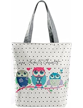 Saingace Eule druckte Segeltuch-Beutel-beiläufige Strand-Beutel-Frauen-Einkaufstasche-Handtaschen