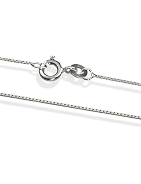 14 Karat / 585 Gold Italienisch Venezianer Box Kette Weißgold Unisex - Breite 1 mm - verschiedene Längen