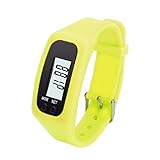 tongshi Schrittzähler mit digitalem LCD-Display, misst Schritte, Gehdistanz und Kalorien, Armband, Herren Jugendliche uni damen, gelb, 4.5 x 3.4 x 2,2 centimetri