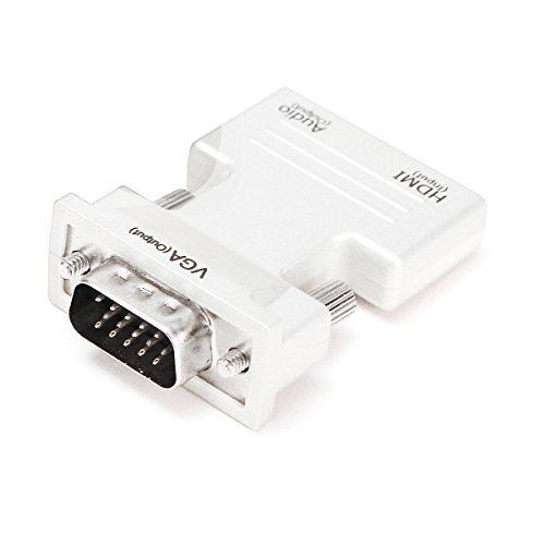 ONCHOICE( HDMI Buchse auf VGA Stecker ) 1080P HDMI zu VGA Konverter Adapter Box Audio Port VGA Verlängerungskabel Mini USB Energien Kabel 3,5 mm Audio Kabel Weiß - 3