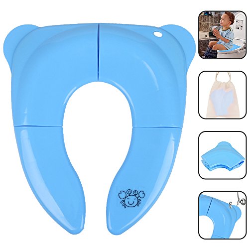 Pot Enfant Bebe Fille Abattant Toilette - Lunette de Toilette Reducteur Bebe Toilette WC Enfant - Abattant Toilette Enfant Réducteur Toilette Bébé - Pot Toilette Bébé Pliable Enfant (bleu)