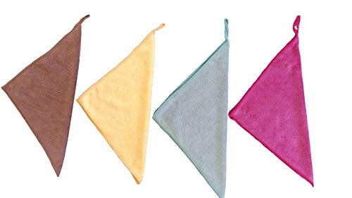 YSN Home Collection – YSN 99 – Mikrofaser Waschlappen 4 STÜCK Gemischte Farben – 25×25 cm – 4 Farben: Rosa Gelb Braun Blau - 2