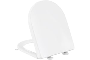 Abattant WC Forme D [LONG], YEAUPE PRO Cuvette Toilette avec Frein de Chute, Lunette WC Avec Charnière Métallique, Lunette de Toilette 45 * 36,1 * 5 CM, Gabarit d'installation Inclus