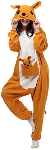 Adult Animal Pajamas - Kangaroo One Piece Plush Cosplay Onsies Sleepwear(Plush Toy included) (Kangaroo, XL(Fit height:70"-74"/177cm-188cm))