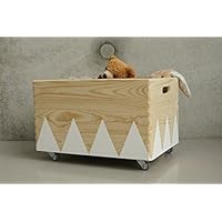 Holz Spielzeugkiste Weiss - Rollen Triangel skandinavisch