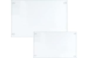 DYUEE Tempered Glass Cutting Board with Rubber Feet, 2 Pack 2 Size Glass Cutting Board for Kitchen Countertop, Rectangle Non-Slip Chopping Board for Kitchen Cooking, Baking, Vegetable Preparation