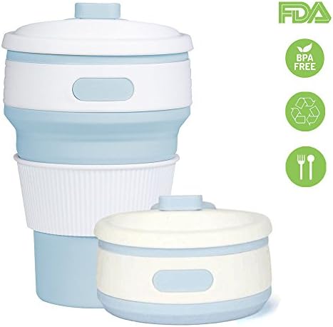 Cukcic Silicone Collapsible Leak Proof Water Mug Food-Grade BPA Free for Outdoor Camping and Picnic (Azure)