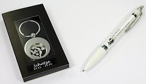 Preisvergleich Produktbild STERNZEICHEN SET Schlüsselanhänger CHIP SCHÜTZE & Kugelschreiber SCHÜTZE