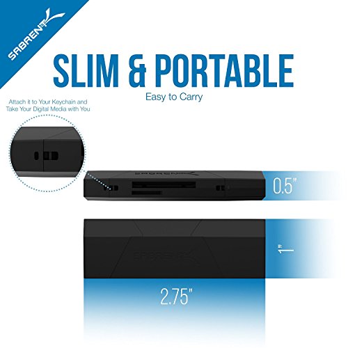 Sabrent Externe Kartenlesegeräte – 2-Schlitz Mikro USB OTG und USB 3.0 Flash-Speicher Kartenleser für Windows, Mac, Linux und allen Android-Systeme (OTG) – unterstützt SD, SDHC, SDXC, MMC / MicroSD, T-Flash [Schwarz] (CR-UMMB) - 8