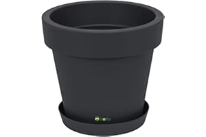 ‎BOTLE botle Doniczka ozdobna z podstawką, donica na kwiaty, 30 x 27,1 cm, antracytowa, z tworzywa sztucznego