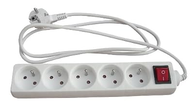 Zenitech - Bloc 5 Prises 16A avec interrupteur Blanc