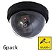 Price comparison product image 6 Pack Fake Dummy CCTV Dome Security Camera Indoor Outdoor Wireless Surveillance Warning Sign with Flashing LED