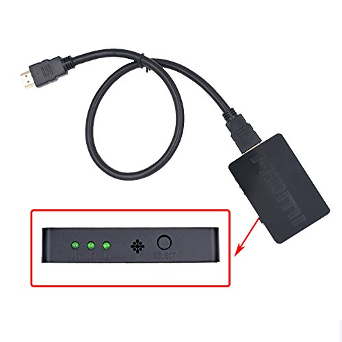 Everesta 3 Port HDMI Switch Splitter mit 1,5 Fuß High-Speed HDMI Kabel unterstützt 4K, 3D, Full HD1080P - 3