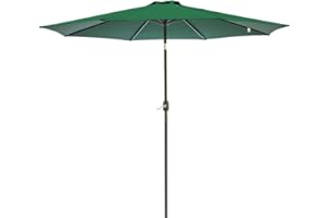 Green Bay 3m Round Parasol 8 Metal Ribs Construction Garden Furniture Parasol Outdoor Umbrella With Winding Crank & Tilt Function (Green)