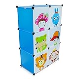 VENKON - Kinderzimmer Steckschrank DYI Steckregal System Regalschrank: 6-Module-Set, blau