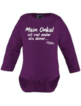 Mikalino Langarm Babybody Mein Onkel ist viel cooler als deiner weiss print