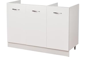 Shally Dogan Mobile Sottolavello per Cucina 3 Ante componibile Mobiletto base da 120 per lavello (120 x 50 x 85 cm, Bianco)