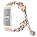 Produktbild bloatboy Verstellbares Handgemachtes Leuchtend Uhrenarmband Für Fitbit charge 3 Watch, Mode Armband Ersatzarmband Perlenarmband (Roségold)