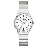 Dugena Damen Quarz-Armbanduhr, Elastisches Zugband, Gehärtetes Mineralglas, Moma Comfort, Silber/Weiß, 4460750