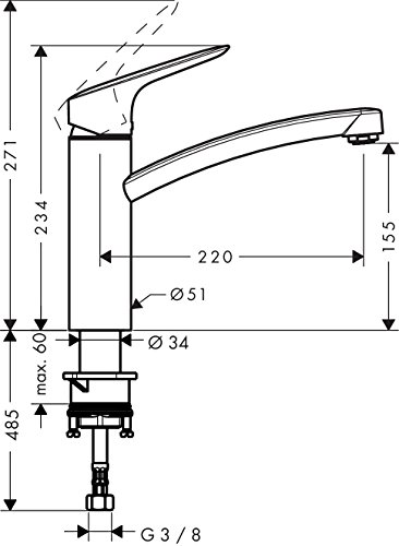 hansgrohe Logis Einhebel-Küchenmischer, Komfort-Auslauf 160mm, chrom - 4