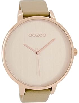 Oozoo Damenuhr mit Lederband 48 MM Rose/Silber/Sand C8385