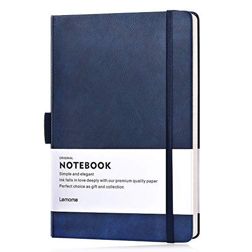 Cuaderno con Pen Loop - Lemome Thick Classic A5 Amplio Cuaderno de Escritura de Tapa dura Gobernado Regalos de Bolsillo + Separadores de Páginas, con Bandas, Grandes, 180 Páginas, 8.4 x 5.7 pulgadas