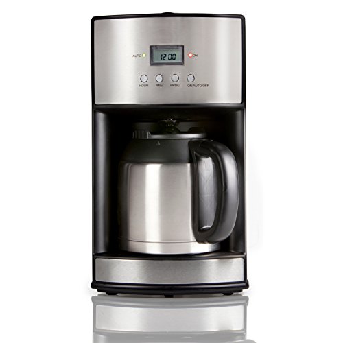 Kaffeemaschine für 1,2Liter Kaffee, mit 24h Timer, für 10 Tassen Kaffee, zu jeder Tageszeit und Nachtzeit, schwarz-silbernes Design - 2