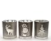 Produktbild Windlicht Teelicht Glas lackiert grau silber Nikolaus Rentier Tannenbaum Weihnachten H 9 cm 3er Set