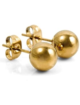 MunkiMix 3~8mm Edelstahl Gestüt Stecker Ohrringe Ohrstecker Ohrhänger Golden Ton Kugel Perle Perlen Kugel