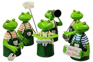 KLOCKE DEKORATIONSBEDARF Hochwertige Zaunhocker im Sparset – Pfostenhocker/Zaunfigur Metall – Gartendekoration Zaungucker – Deko Tierfiguren/Gartenfiguren (Frösche Gärtner - 6er Set)