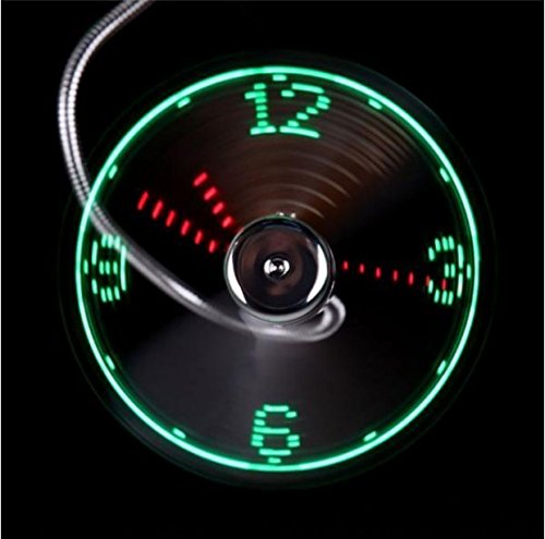 Qingsun Mini-USB-LED Clock Fan Schreibtisch Flexible klein Luminous Uhr Echtzeit-Anzeige (Silber) - 6