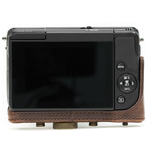 MegaGear MG667 Etui de Protection avec Bandouli  re en Cuir pour Appareil photo Canon EOS M10 Marron fonc  