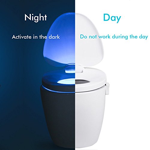 JESWELL Led Toiletten Licht WC Nachtlicht mit Bewegungsmelder für Kinder Eltern Badezimmer Hause, 8 Farben Wechsel, Batteriebetriebenes (Upgrade) - 6