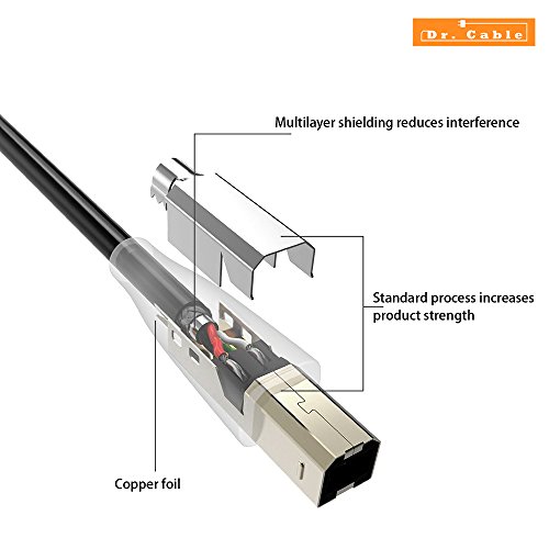 C  ble Printer  Act C  ble Imprimante USB 2 0 A vers B M  le pour les Imprimantes HP  Canon  Lexmark  Epson  Dell  Xerox  Samsung  Oki  Pixma  Hero etc   1 5m 